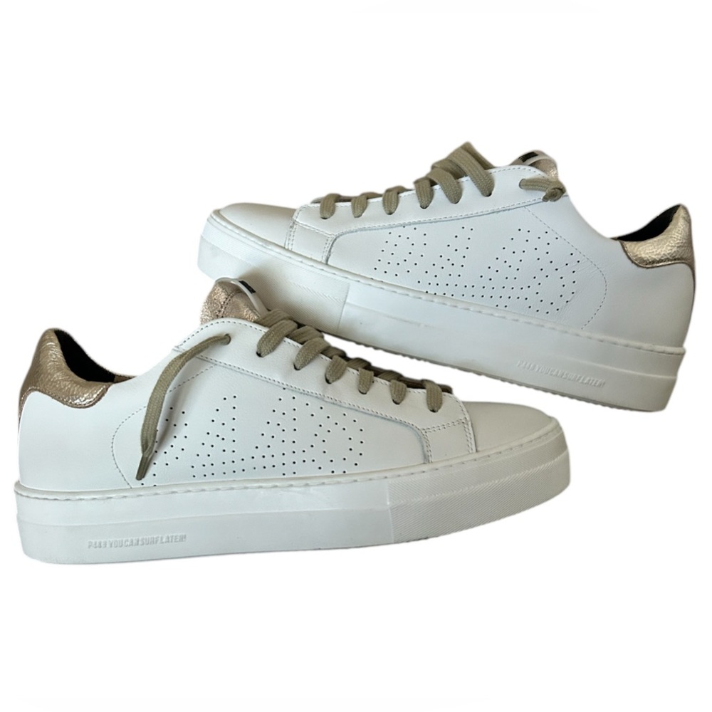 P448 Thea F24 Latte/Fix Sneakers Shoes White / Gold US 10-10.5 EU 41 NWOB